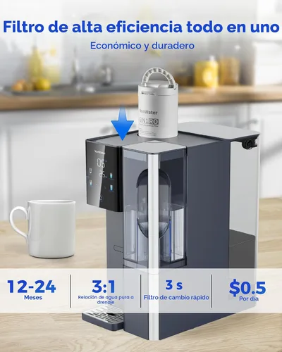 Vista 6 de Sistema de filtro de agua de 7 etapas por ósmosis inversa de mostrador, 528 galones de filtración de agua RO con jarra portátil, NSF/ANSI