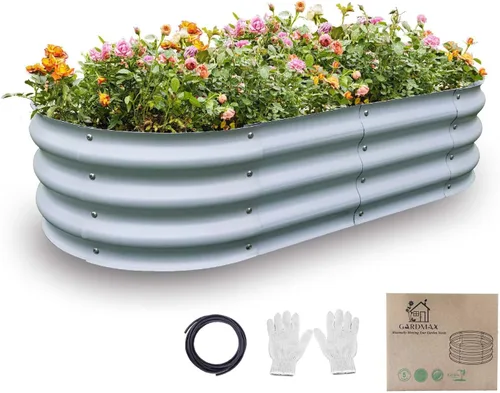 Vista 14 de GARDMAX 2x2x1FT Galvanized Round Raised Garden Bed Kit, Metal Planter Boxes Outdoor with Easy Assembly, Large Garden Bed for Vegetables, Fruits