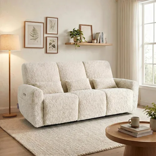 Vista 16 de EONIX Silla reclinable de pared Zero Clearance, tela de felpa prémium Beige