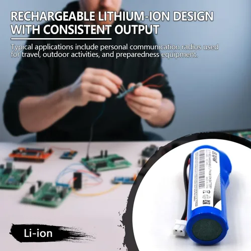 Vista 5 de Paquete de 2 baterías de iones de litio de 3.7 V 2600 mAh de repuesto para radio de emergencia Midland ER300 ER200 BATT20L Radio de alarma