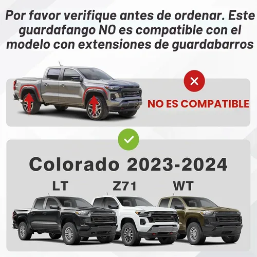 Vista 5 de Muslogy Para Colorado 2023+ Guardabarros Sin Extensión de Guardabarros Delanteros y Traseros Protectores contra Salpicaduras Sin Perforación