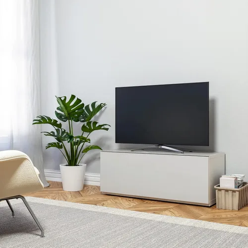 Vista 12 de SONOROUS ST-110 Soporte de TV premium con vidrio negro y cubierta de madera negra, centro de entretenimiento moderno y consola multimedia para sala