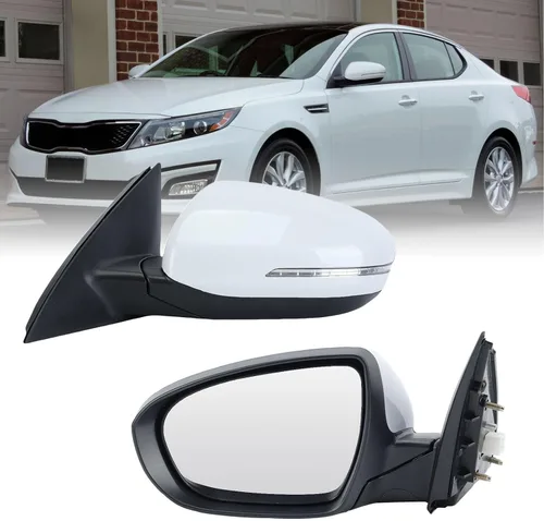 Vista 14 de Espejo lateral del conductor compatible con espejos Kia Optima 2011 2012 2013 con luz intermitente, vidrio eléctrico, plegado manual, repuesto Negro