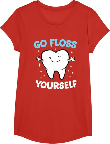Vista 63 de Camiseta higienista dental, asistente dental, Go Floss Yourself dentista, Negro, S