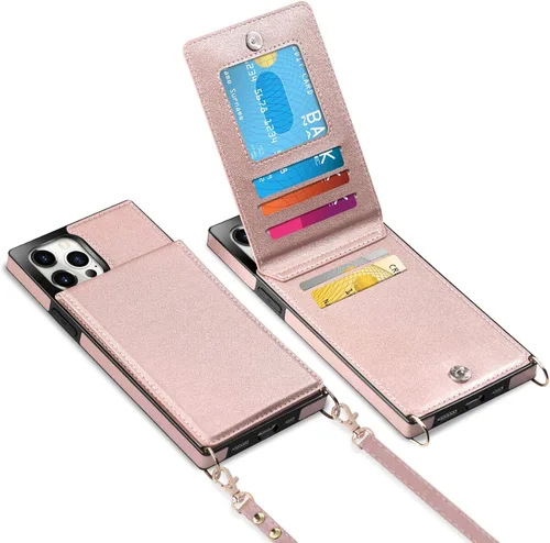 Vista 35 de Vofolen - Funda tipo cartera para iPhone 11 con tarjetero y bloqueo RFID, color negro Crossbody Adjustable Strap Purse Magnetic Clasp Heavy Duty