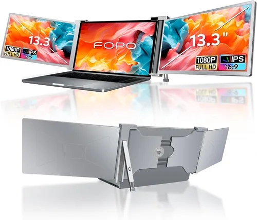Vista 7 de Extensor de pantalla para portátil de 15,6", monitor triple, IPS 1080P