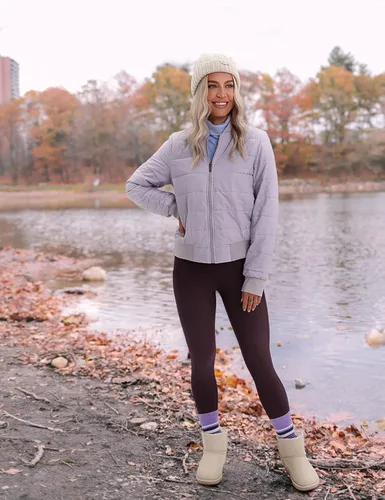 Vista 3 de CRZ YOGA Leggings térmicos con forro polar para mujer, 25 pulgadas, cintura alta, pantalones de senderismo para entrenamiento de invierno