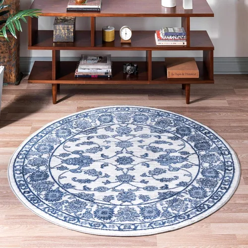 Vista 23 de Unique Loom Boston Collection - Alfombra rectangular de 2 x 3 pies y 1 pulgada, color azul y marfil