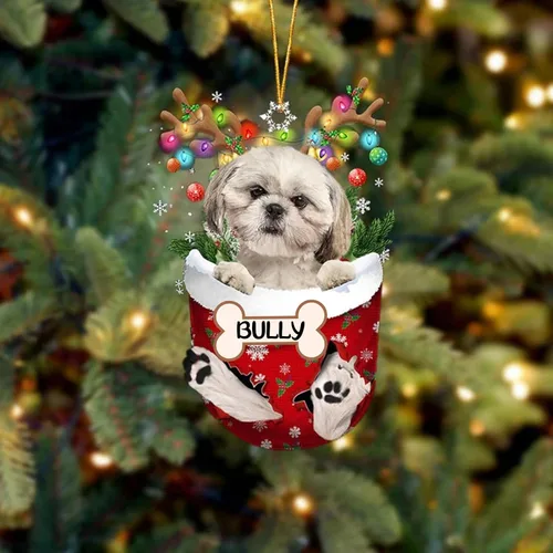 Vista 120 de IZI POD Affenpinscher Adorno de Navidad personalizado para perro, adorno de bolsillo de nieve para perro para árbol de Navidad, adorno acrílico