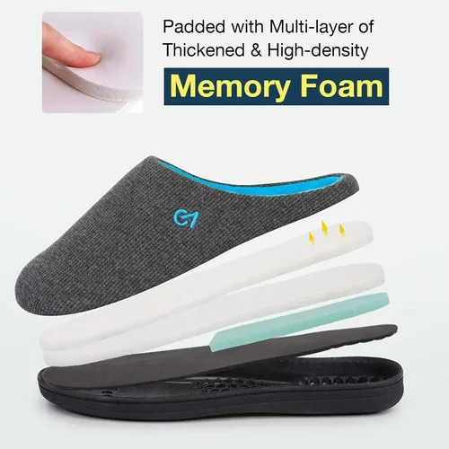 Vista 6 de VeraCosy Pantuflas de espuma viscoelástica de dos tonos para hombre