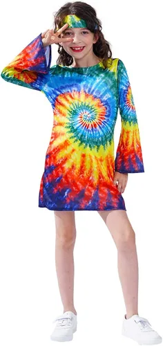 Vista 6 de Vestido hippie niña niños 60s 70s flor poder trajes