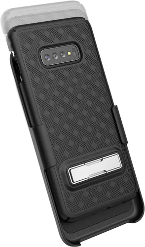 Vista 3 de Encased Funda para cinturón con función atril compatible con Galaxy S10 Plus (serie Slimline 2019), funda ultrafina con clip giratorio para funda
