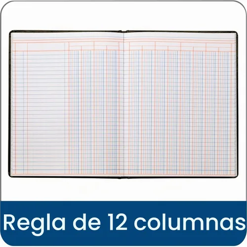 Vista 3 de Adams - libro de contabilidad, 7 X 9.25 pulgadas en color negro, 12 columnas, 80 páginas, Negro