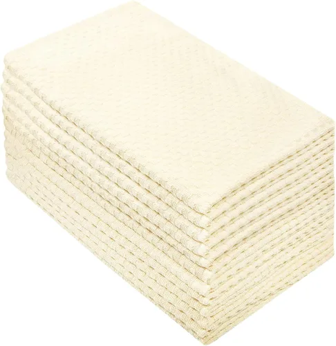 Vista 28 de COTTON CRAFT - Juego increíble de toallas de cocina - Juego de 8 toallas de rizo - 100% algodón Euro Café con textura gofré - Toalla de cocina Beige