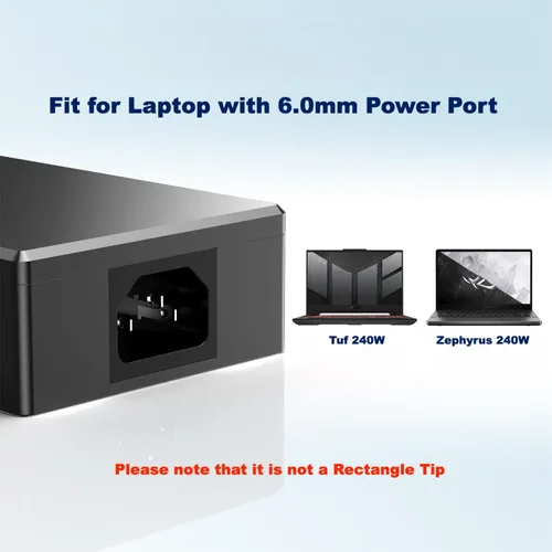 Vista 5 de Cargador Zephyrus de 240 W apto para Asus Rog Zephyrus G14 G15 G16 M16 S15 S17 Flow X16 Strix Scar 15 17 G15 G17 Tuf A15 A17 F15 F17 FA506 FA507