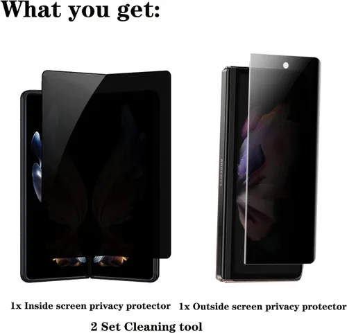 Vista 6 de Paquete de 2 protectores de pantalla de privacidad compatibles con Galaxy Z Fold 3, antiespías, 1 protector de pantalla exterior + 1 protector