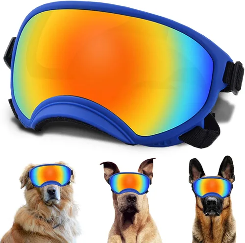 Vista 25 de Gafas de sol para perros medianos con correa ajustable, protección UV, gafas de sol para cachorros a prueba de viento, adecuadas para mascotas