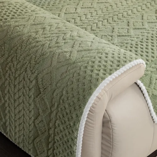 Vista 15 de Funda cálida de felpa jacquard geométrica para sofá, funda suave y divertida para sofá, funda antideslizante para sofá seccional, protector