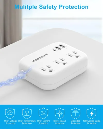 Vista 5 de Cable de extensión plano de 20 pies detrás de los muebles