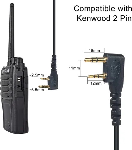 Vista 7 de Auricular de vigilancia Walkie Talkie en forma de D de 2 pines