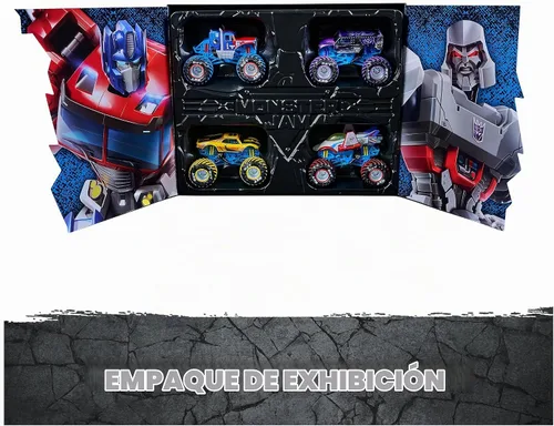 Vista 5 de Monster Jam Transformers Monster Trucks Die Cast Vehicle, 1:64 Scale 4-Pack