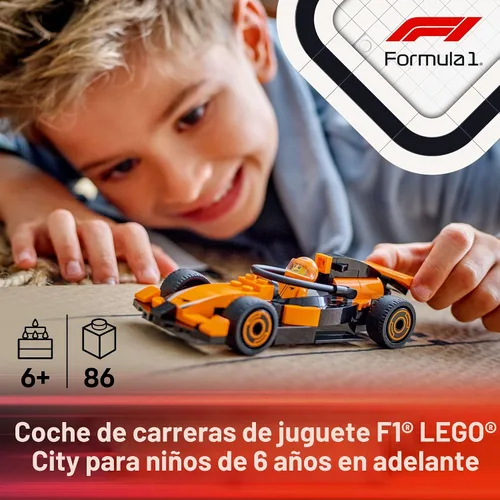 Vista 2 de LEGO City Piloto de F1 con coche de carreras de McLaren - Kit de construcción de coche modelo juguete para niños, niños y niñas, edades 6+