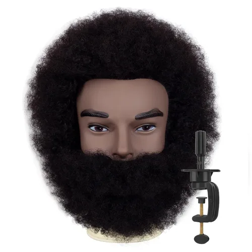 Vista 12 de Cabeza de maniquí afro macho de 6 pulgadas, 100% cabello humano, cabello rizado, tipo 4A, para trenzar, peluquería, cabeza de entrenamiento