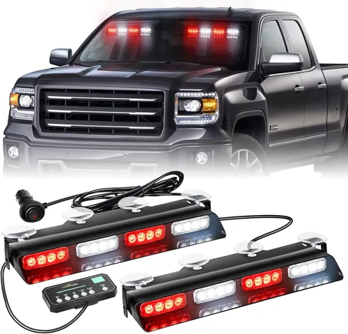 Vista 13 de XRIDONSEN Luces estroboscópicas de emergencia para salpicadero, advertencia intermitente de seguridad ámbar con controlador de pantalla digital