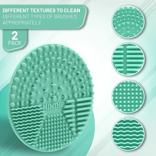 Vista 3 de MINTHE Alfombrilla limpiadora de brochas de maquillaje Paquete de 2 Almohadilla de limpieza de maquillaje de silicona