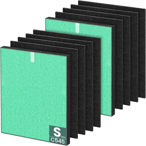 Vista 10 de C545 Filtro de repuesto HEPA S compatible con purificador de aire Winix C545, reemplaza a la parte 1712-0096-00 y 2522-0058-00, 1 filtro HEPA + 4