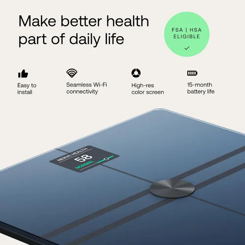 Vista 5 de WITHINGS Body Comp - Báscula para peso corporal y análisis corporal completo, Wi-Fi y Bluetooth, báscula digital con función Baby, grasa visceral