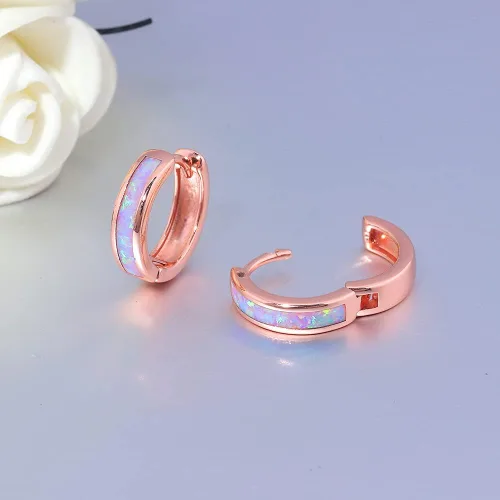 Vista 46 de CiNily Aretes Huggie de ópalo con bisagras, chapados en oro, hipoalergénicos, pequeños aretes de aro para mujeres, adolescentes, niñas, hombres