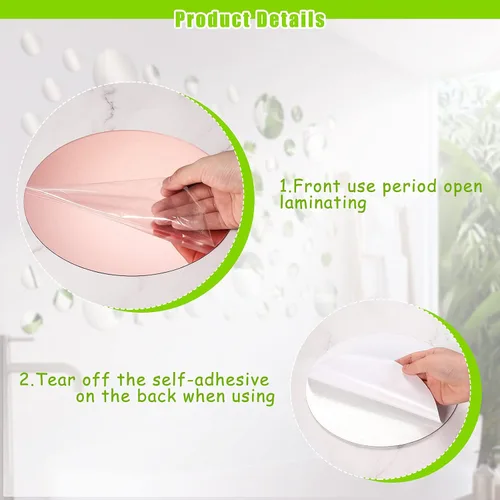 Vista 8 de 60 calcomanías de pared de espejo acrílico, calcomanías redondas adhesivas para el hogar, baño, dormitorio, espejo de oro rosa, papel tapiz