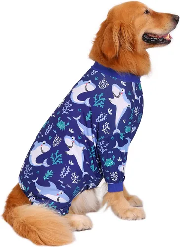 Vista 20 de HDE Pijama de una pieza para perro, ligero, para perros M-3XL, estrellas fantasmales, talla S