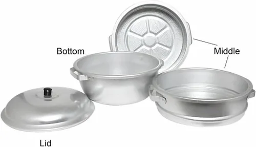 Vista 3 de TrueCraftware- Juego de ollas de vapor de aluminio de 3 niveles de 11-1/2 pulgadas x 14 1/2 pulgadas 1/8 pulgadas tamaño de agujero, olla de cocina