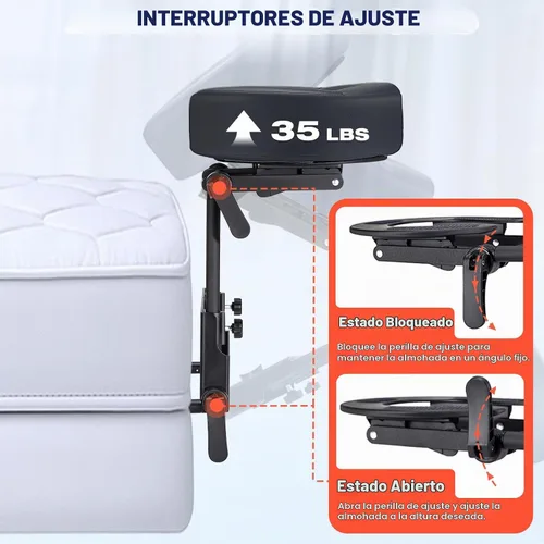 Vista 5 de Kit de masaje para la parte superior del colchón para el hogar, reposacabezas de masaje universal para cama, altura ajustable de hasta 14.5