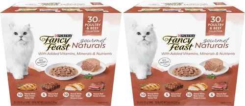 Vista 11 de Purina Fancy Feast Gourmet Naturals - Paquete surtido de alimentos húmedos para gatos, colección de aves de corral y carne de res