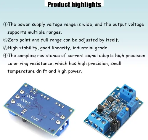 Vista 5 de Ximimark Módulo convertidor de corriente a voltaje 0/4-20mA a 0-3.3V 0-5V 0-10V Transmisor de voltaje Conversión de señal Placa de acondicionamiento