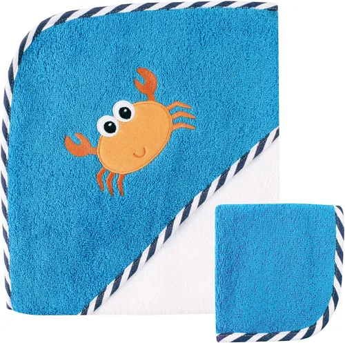 Vista 7 de Luvable Friends Toalla y toallita unisex con capucha de algodón para bebé, floral, talla única