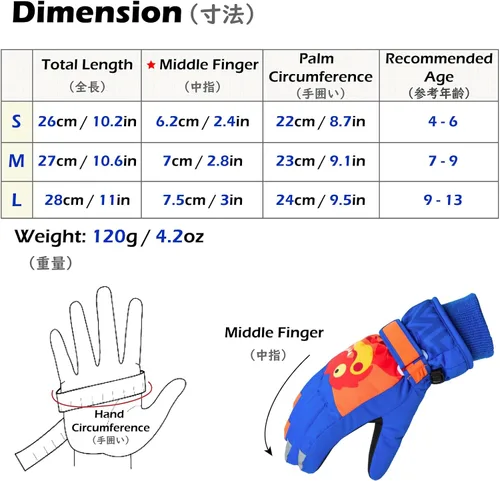 Vista 2 de TRIWONDER Guantes de esquí para niños y niñas, para invierno, para clima frío, resistente al viento, cálidos, para snowboard y deportes