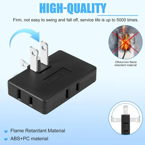 Vista 4 de Romeda Paquete de 3 Extensores de Tomacorriente de Pared Plana de CA Adaptador de Enchufe Plano, Adaptador de Pared Plegable de 3 Vías Multi Enchufe