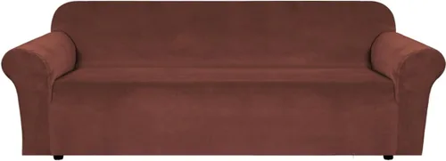 Vista 62 de H.VERSAILTEX Fundas de terciopelo elástico para sofá de dos plazas, fundas para sofá de 2 cojines para sala de estar, fundas deslizables con correas