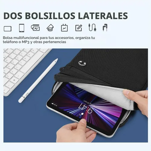 Vista 5 de KIZUNA Funda para tablet de 10 pulgadas, resistente al agua para iPad Pro/Surface Go 3/10.5" Galaxy Tab A, color negro