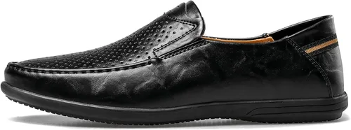 Vista 6 de LUODENGLANG Mocasines de cuero genuino de primera calidad para hombre, zapatos casuales sin cordones para conducir, mocasines para hombre, ligeros
