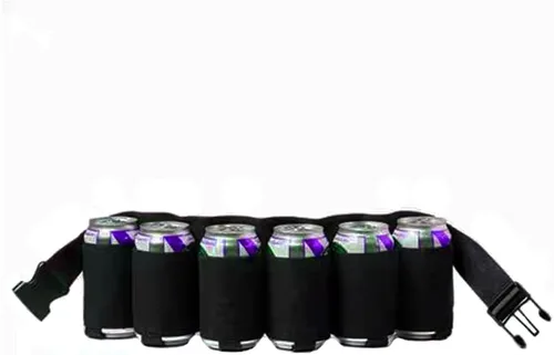 Vista 2 de BlueSunshine - Cinturón para latas de cerveza y refrescos, con capacidad para 6 latas, perfecto para fiestas, picnics, camping, senderismo y regalo
