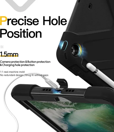 Vista 8 de BRAECN Funda para iPad 6ª/5ª Generación, Funda iPad 9.7 2018/2017 - Resistente a Prueba de Golpes con Soporte para Lápices, Correa de Hombro