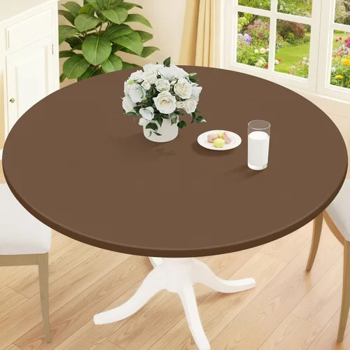 Vista 57 de Smiry Mantel redondo de pícnic, fundas de mesa elásticas impermeables para mesas de 18 a 24 pulgadas, manteles de vinilo con parte trasera