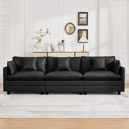 Vista 27 de Sofá modular en forma de nube de 113 pulgadas, sofás de asiento profundo de gran tamaño para sala de estar, sofá modular tapizado de chenilla