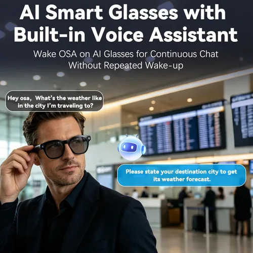 Vista 4 de Gafas inteligentes AI con cámara 8MP HD para hombres y mujeres, gafas