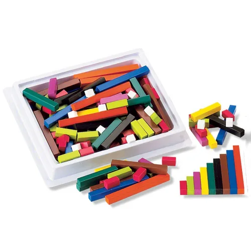 Vista 3 de ETA hand2mind - Juego introductorio de regletas de Cuisenaire de madera con charola (juego de 74 regletas)